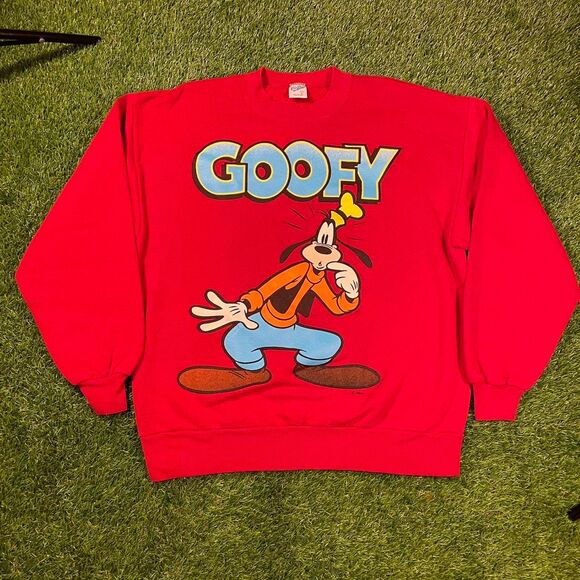 Vintage 90’s Red Disney Goofy crewneck pullover sweatshirt (L) - Picture 1 of 6